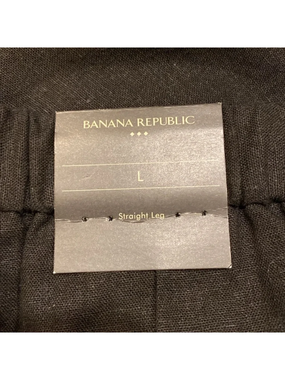 Banana Republic Black Linen Straight Leg Pull Up Pants Size Large